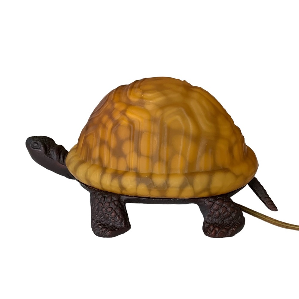 Vintage 90’s Meyda Tiffany Amber Turtle Light (Baby Nightlight Nursery Tortoise) - Picture 2 of 12